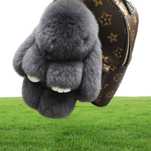 Cute Pluff Bunny Keychain Rex Genuine Rabbit FUR key Chains For Women Bag Toys Doll y Lovely Pompom Keyring Car Key