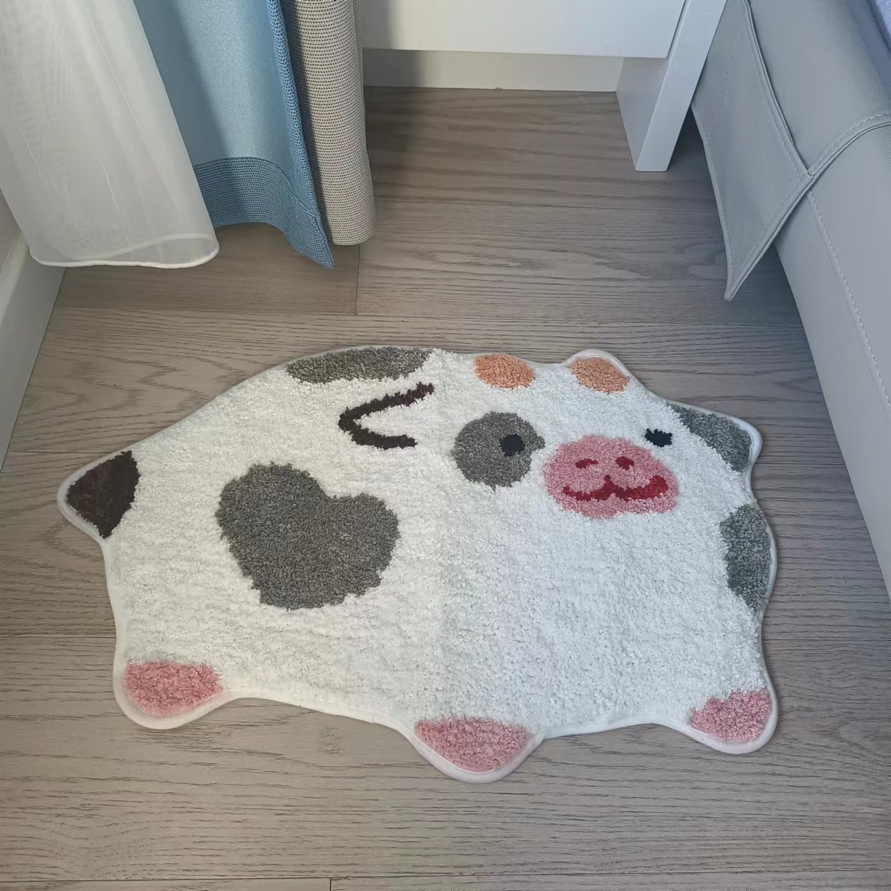 Carpet Cow Print Cute Bathroom Rugs Non Slip Soft Absorbent Bath Mat Washable Floor Rug Carpets Indoor Decoration for Living Room 230407