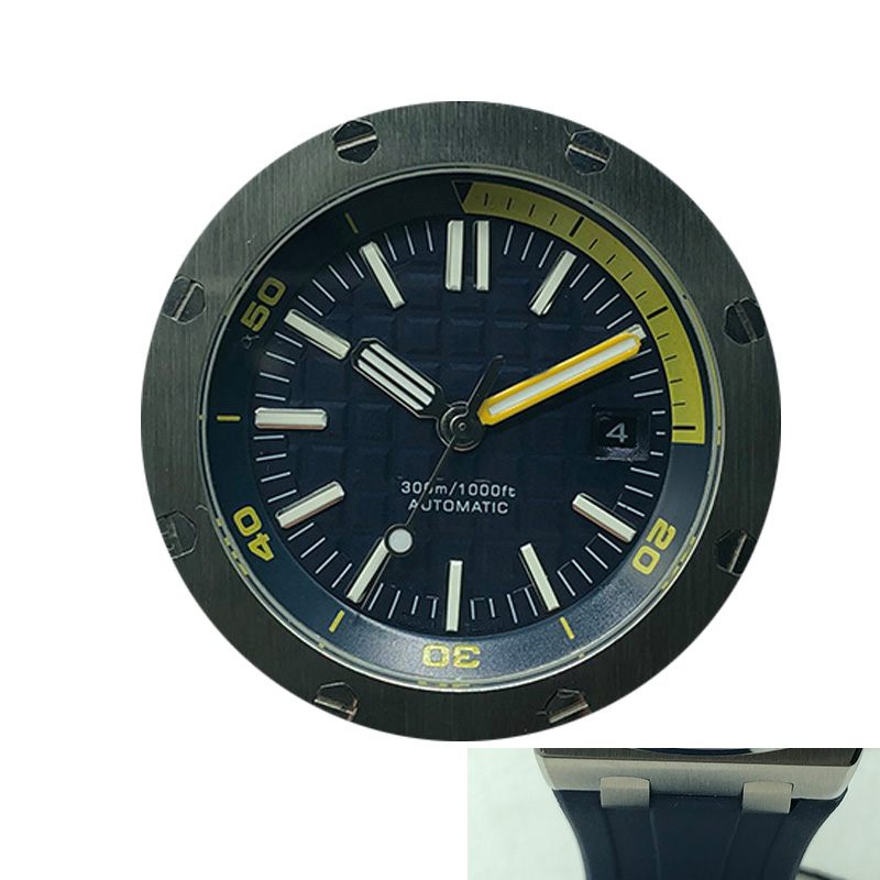 watch mens watch automatic mechanical movement watches Sapphire glass 5 ATM waterproof Rubber Watchband Diving Super Luminous mens watch