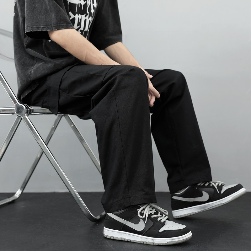 Men's Pants SALSPOR Multi Pocket Trousers Men's Loose Pants Side Button Breathable Printed Sports Pants Loose Casual Cargo Pants 230407
