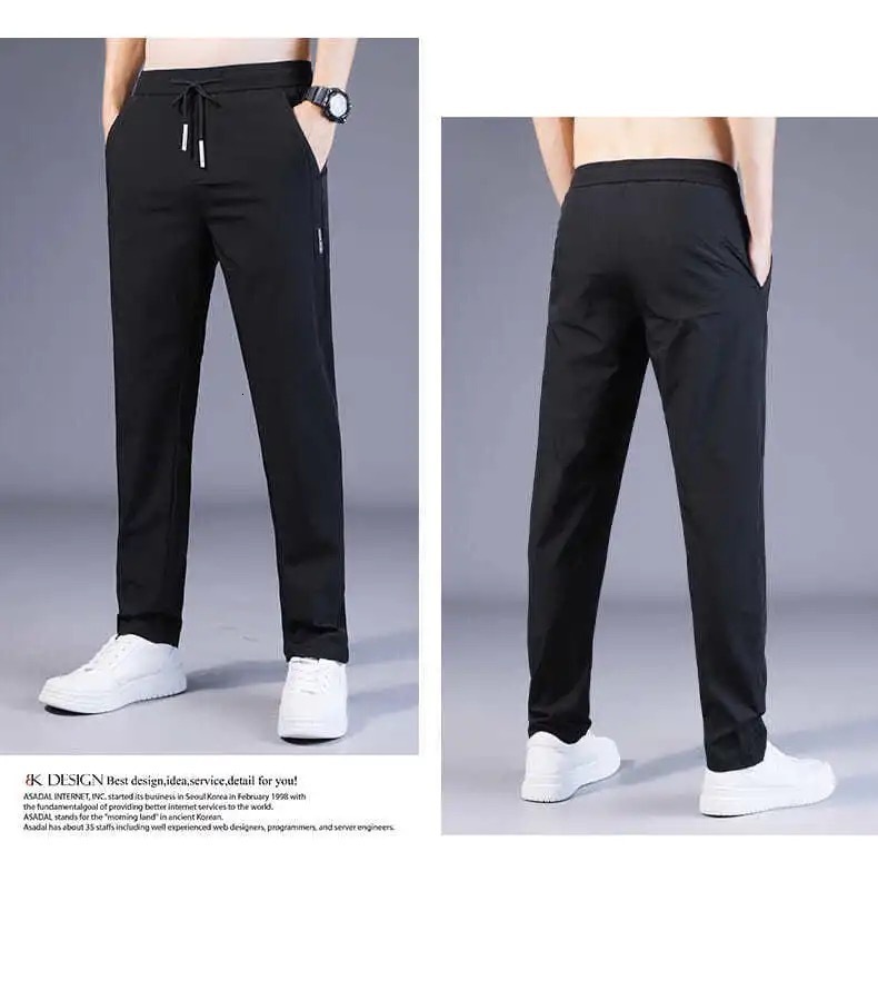 Men's Pants Summer and Spring Air Conditioned Pants Loose Quick Drying Sports Elastic Waist Brushed Asian Size 230407