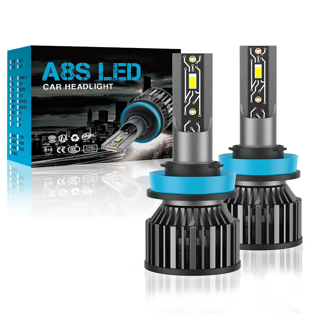 A8S CSP 5530 Chip H7 LED Automotive Headlights 6000K H4 LEDAutomotive Headlights 8000K 160000LM 12V H3 5202 LED Headlights 2PCS/lot