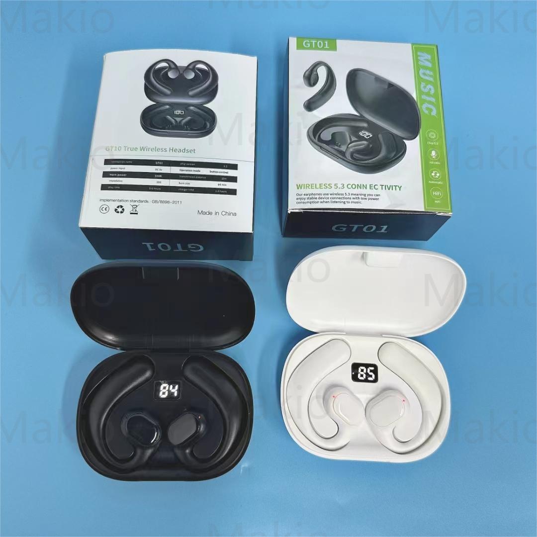 TWS Bluetooth headphone GT01 Ear Hook Built-in Microphone Wireless Earphone LED display high Quality Headphone Sport Earphone