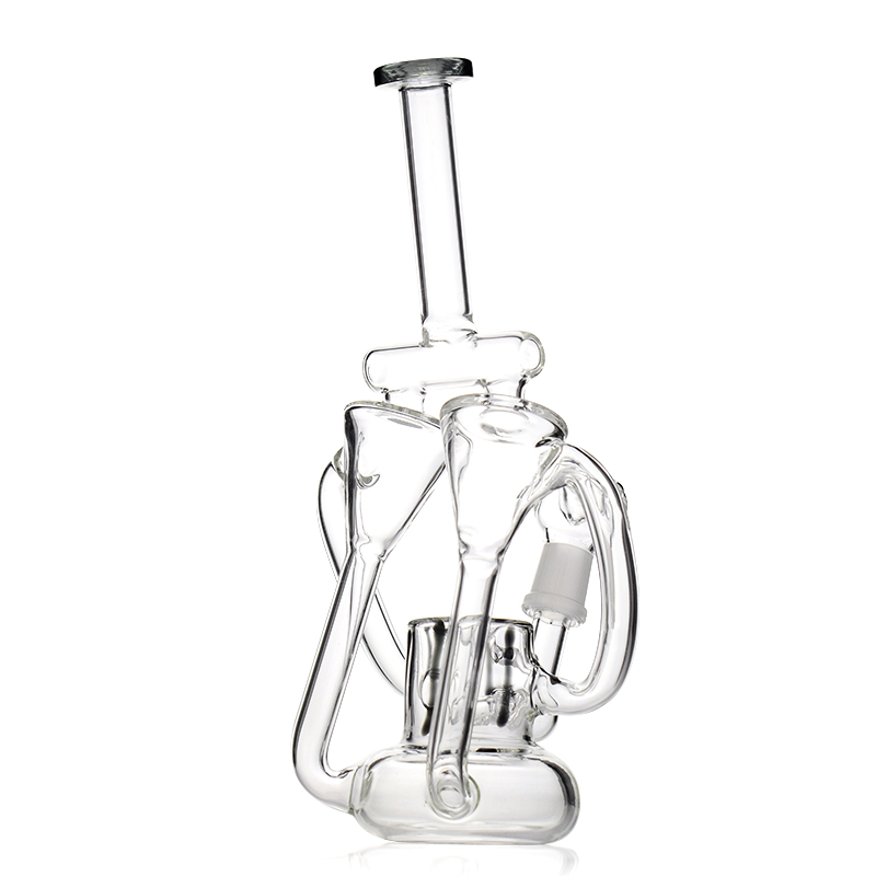 Twincycler Dual Chamber Inline Perc Recycler Hookah Black Lipwrap Bent Neck Joint Type:14mm Male Height:8.5"
Twincycler Dual Chamber Inline Perc Recycler Hookah Black Lipwrap Bent Neck Joint Type:14mm Male Height:8.5"