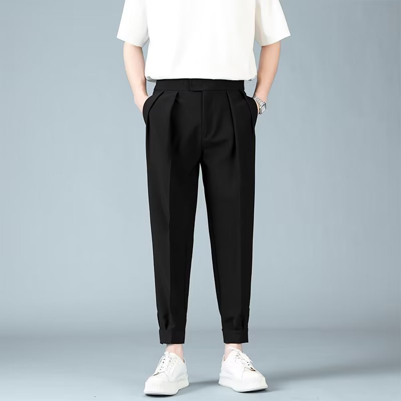 Men's Pants Pleated men's casual harem pants Japanese style fashionable loose fitting pants Harajuku men's feet solid color youth stree