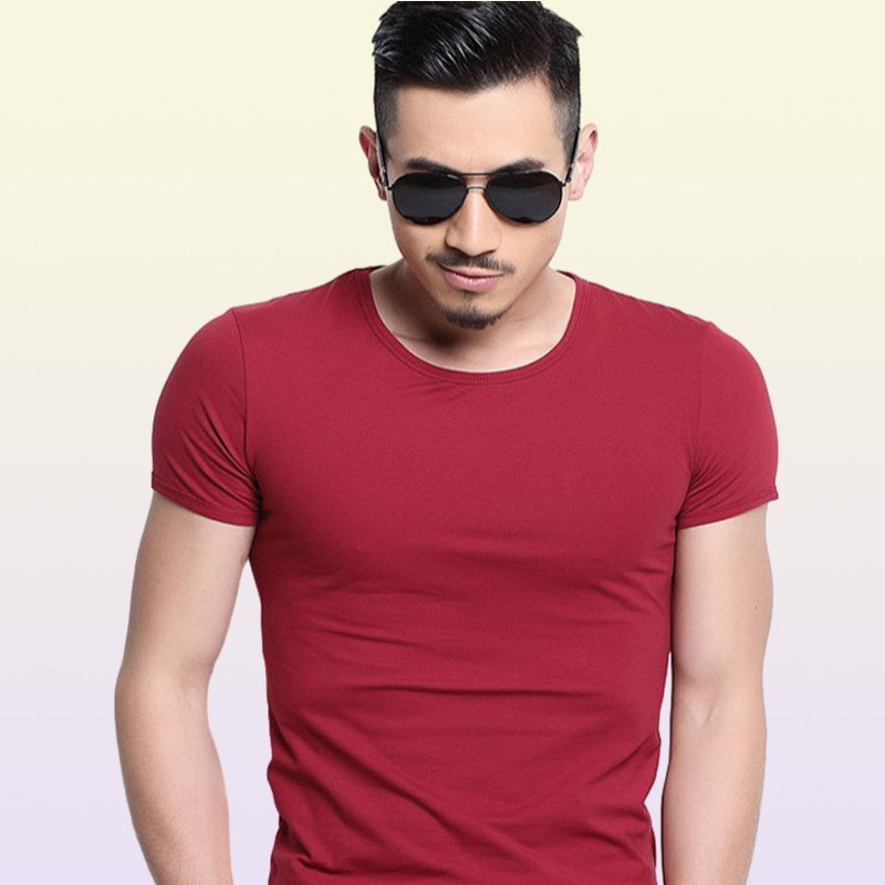 Men Tshirt Spandex Fitness Gym Clothing Man Tops Tees T Shirt For Male Solid Color Tshirts multi Colors TShirt XS2XL7689882