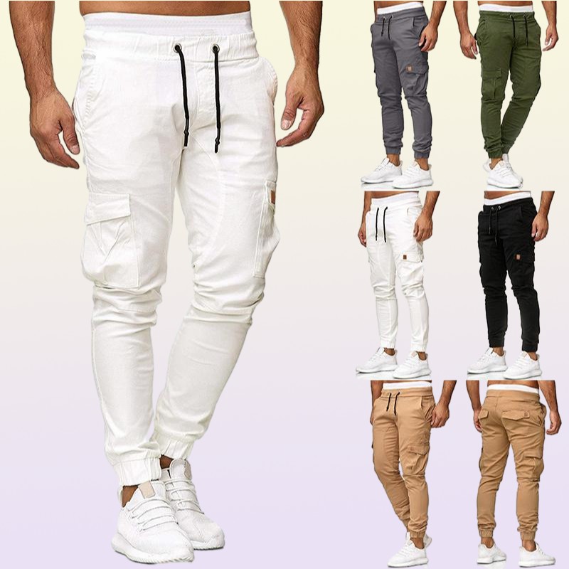 Men Pants 95 Cotton Cargo Pants style Slim Fit Outwear Sportswear Sweatpants Joggers Sweats Men Khaki Army Green8519703