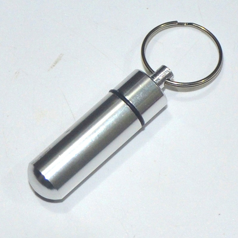 Portable Aluminum Pill Bottle Key Ring WaterProof Tablet Box Keychain Drug Stash Container Storage Outdoor Cash Case Holder Customized Logo Wholesale 