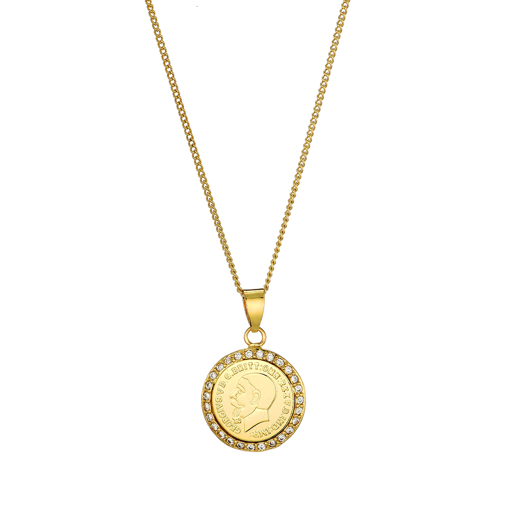 Other Jewelry Sets Ethlyn Gold Color George V Horse Sword Coin Set for Women Pendant Necklace Earring Bangle MY454 230407