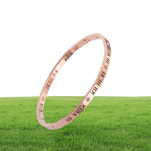 Bangles bracelet designer jewerly Women Hollowedout Roman number bangle Rose gold bracelets for couples with openings