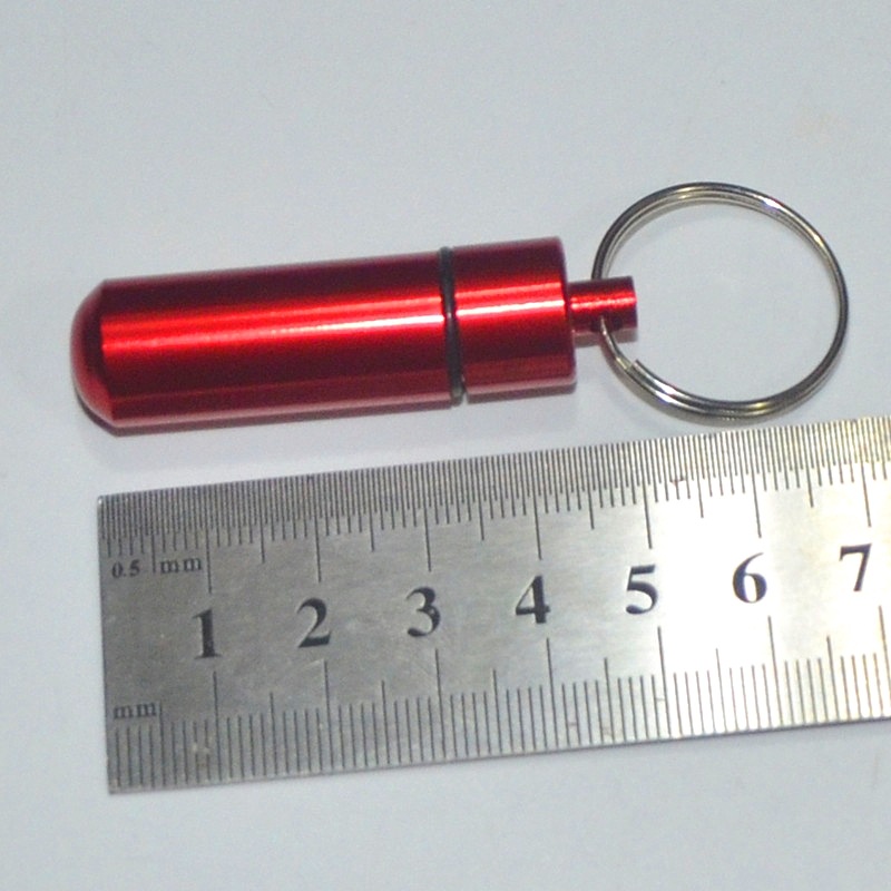 Portable Aluminum Pill Bottle Key Ring WaterProof Tablet Box Keychain Drug Stash Container Storage Outdoor Cash Case Holder Customized Logo Wholesale 