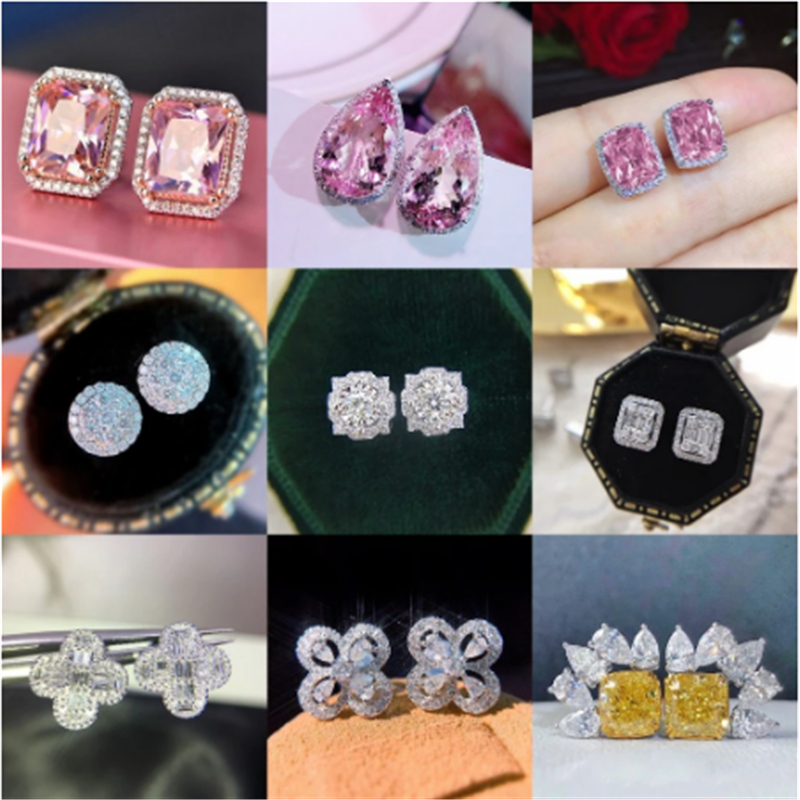 20 Styles Trendy Lab Diamond Stud Earring 925 Sterling silver Party Wedding Earrings for Women Men Promise Birthday Jewelry Gift