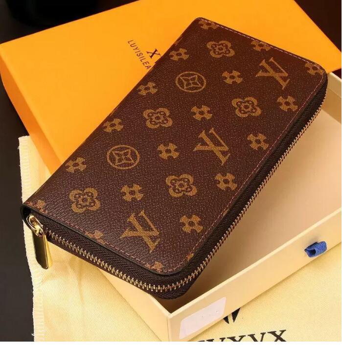 high quality Double zipper Wallets Mens Leather Wallet Holders For Brown flower women Purse Monograms Luxury Purses Cross Body Wallets Purse