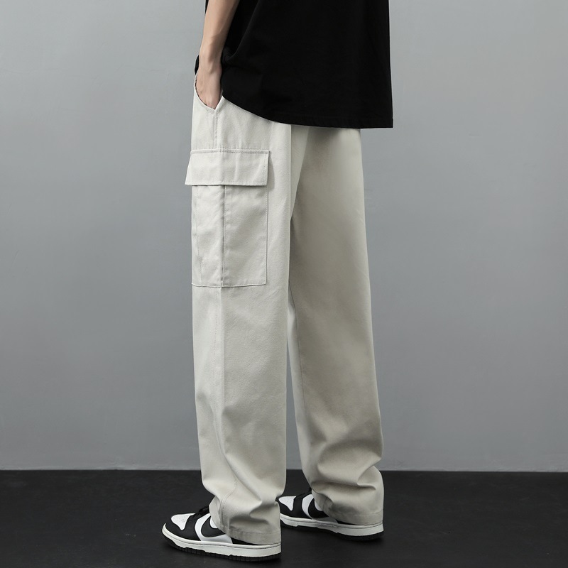 Men's Pants SALSPOR Multi Pocket Trousers Men's Loose Pants Side Button Breathable Printed Sports Pants Loose Casual Cargo Pants 230407