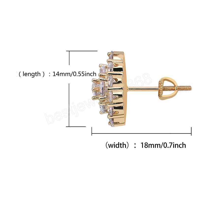 925 Silver Stud Earrings For Women Men Gift Personality Fashion Zircon Earring Gold Silver Plated Hip Hop Jewelry