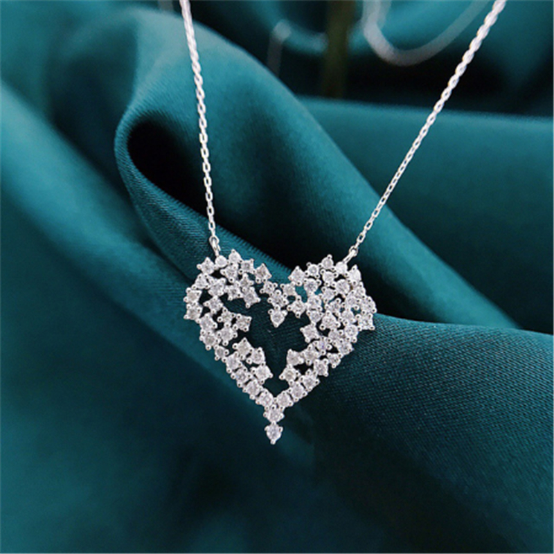 Queen Heart 925 Sterling Silver Chocker Necklace Lab Diamond Wedding Pendants Necklace For Women Bridal Promise Party Jewelry