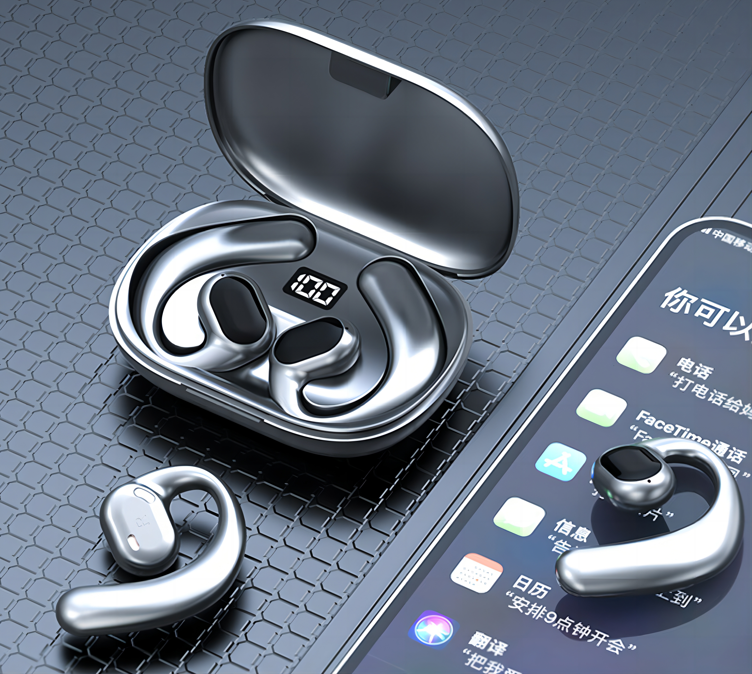 TWS Bluetooth headphone GT01 Ear Hook Built-in Microphone Wireless Earphone LED display high Quality Headphone Sport Earphone