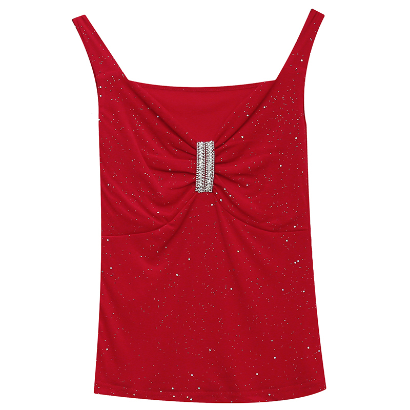 Camisoles Tanks Women Clothing Summer Sleeveless T-shirt Fashion Sexy Diamonds Women Vest Casual Tops Tank Elasticity Camisetas 230421