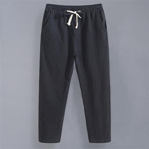 Men's Pants Men's Summer Linen Cut Men's Loose Straight Leg Relaxed Thin Cotton Linen Ankle Pants Trend 5XL Size Pants 230407
