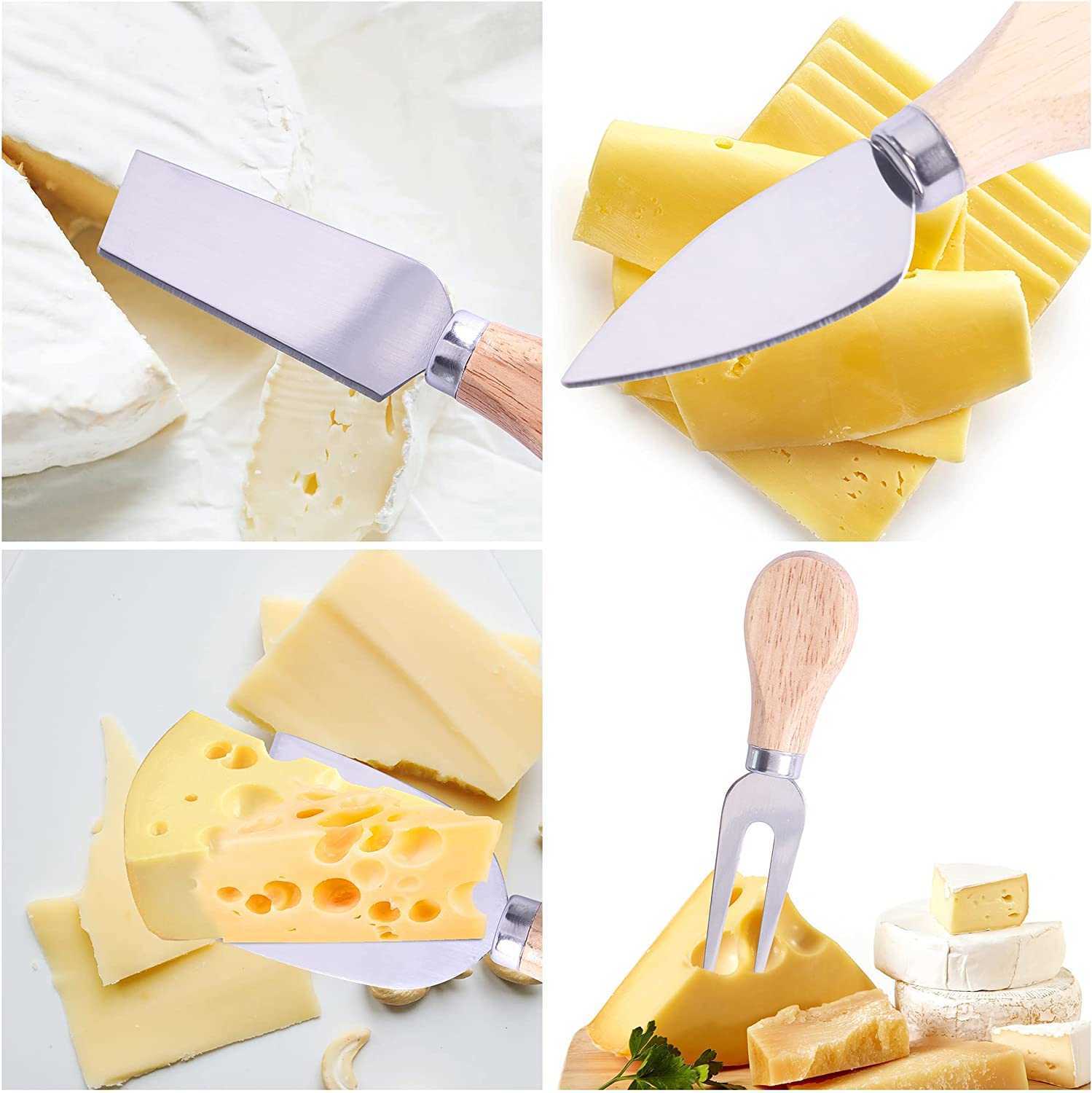 Update New 4 Piece Knives Set With Wooden Handle Stainless Knife Set For Spread Cheese Slicer And Butter Cutter