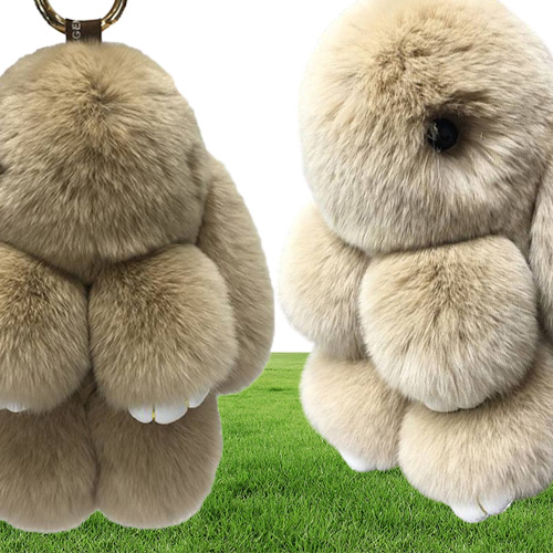 Cute Pluff Bunny Keychain Rex Genuine Rabbit FUR key Chains For Women Bag Toys Doll y Lovely Pompom Keyring Car Key
