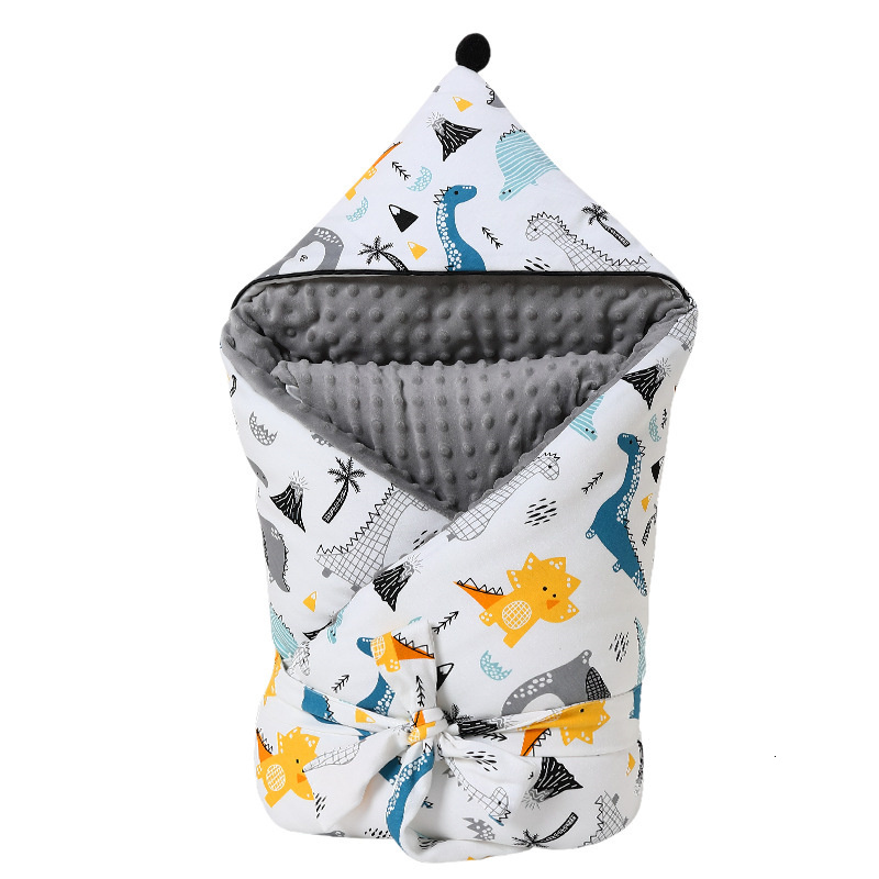 Sleeping Bags Cartoon Dinosaur born Sleeping Bag Winter Thick Bean Velvet Baby Envelope Baby Cart Swaddle Blanket Baby Sleeping Bag 230407