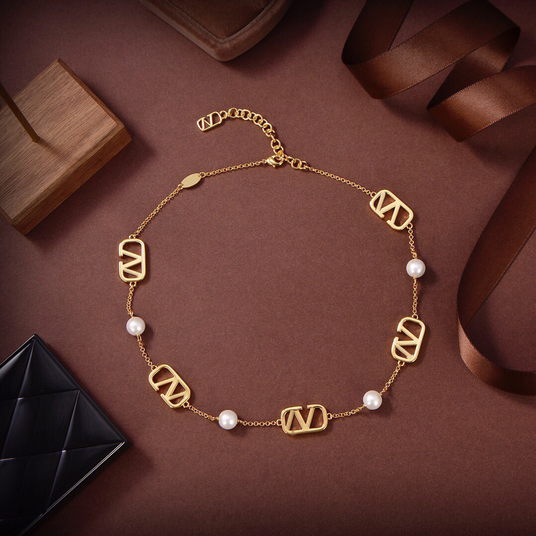 woman brand pendant necklaces v letter designer pearl fashion luxury v metal jewelry hoop women trend necklaces jhj545oj&ocy;valentino&acy;vh7w