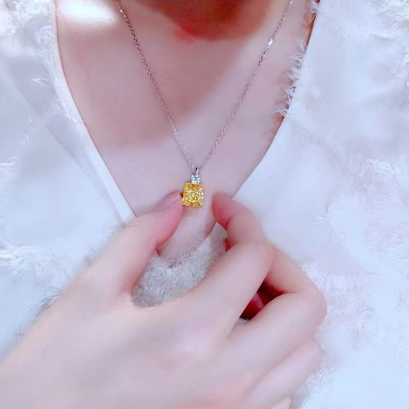 Fine Chocker Necklace White Gold Filled Engagement Wedding Pendants Necklace For Women Bridal Promise Jewelry Gift