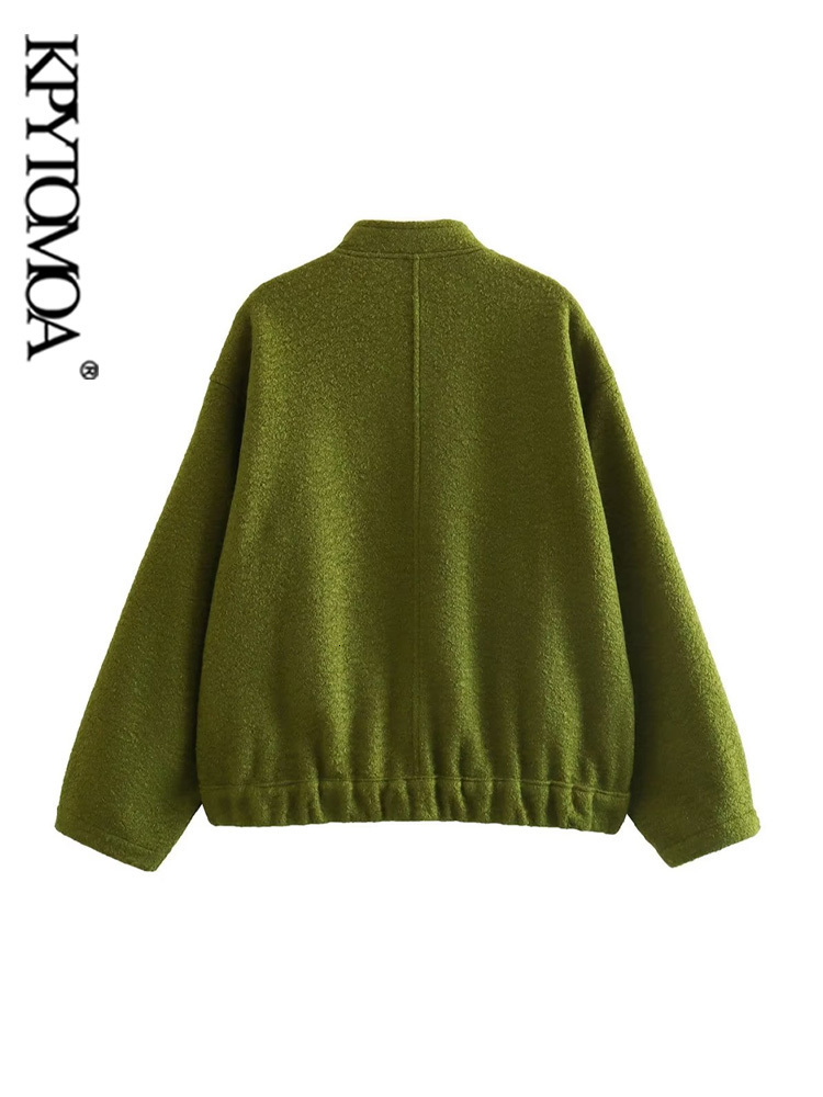 Women's Jacket's Jackets KPYTOMOA Women Fashion With Pockets Oversized Bomber Jacket Coat Vintage Long Sleeve Snap Button Female Outerwear C