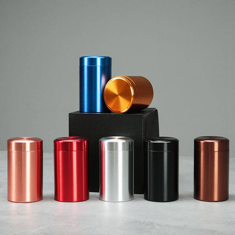 100Pcs/Lot Solid Color Airtight Smell Proof Container Aluminum Alloy Herb Stash Metal Sealed Can Tea Jar Storage Boxes