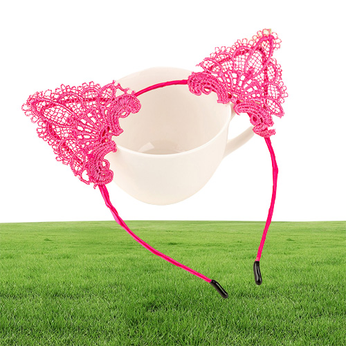 MLJY Sexy Lace headwear Cat Ears Headband For Women Girls Hairband Multicolor Hair Hoop Hair Accessories 20pcslot