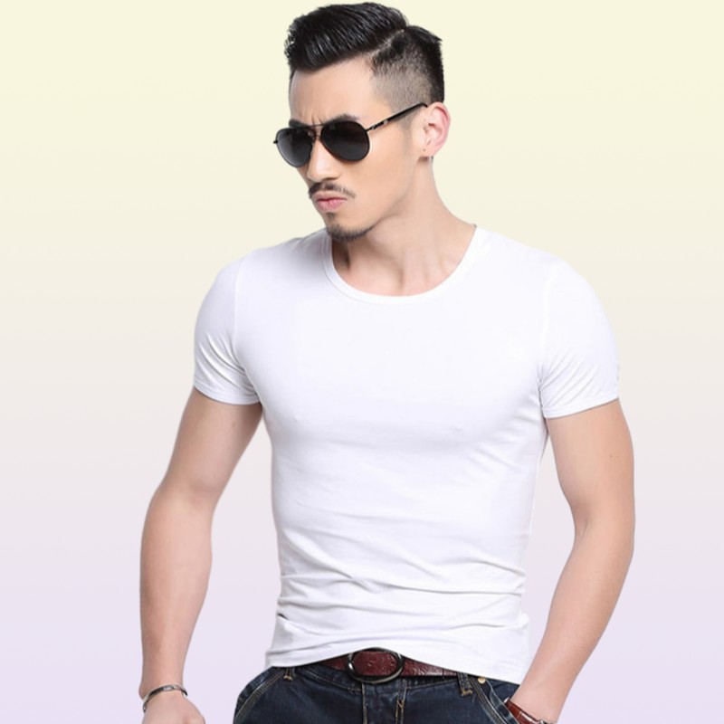 Men Tshirt Spandex Fitness Gym Clothing Man Tops Tees T Shirt For Male Solid Color Tshirts multi Colors TShirt XS2XL7689882