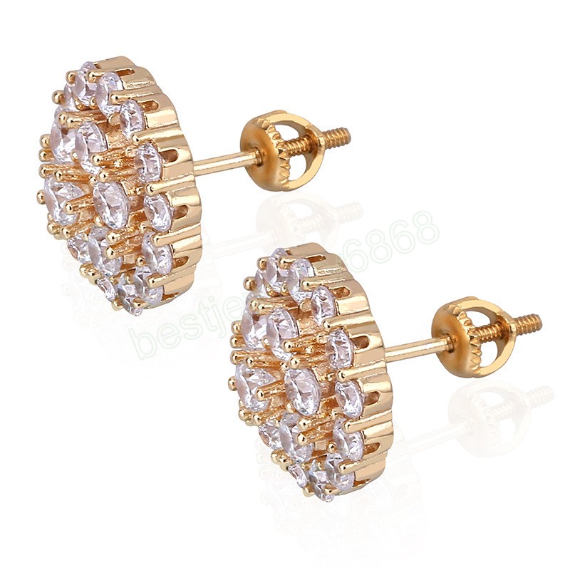 925 Silver Stud Earrings For Women Men Gift Personality Fashion Zircon Earring Gold Silver Plated Hip Hop Jewelry