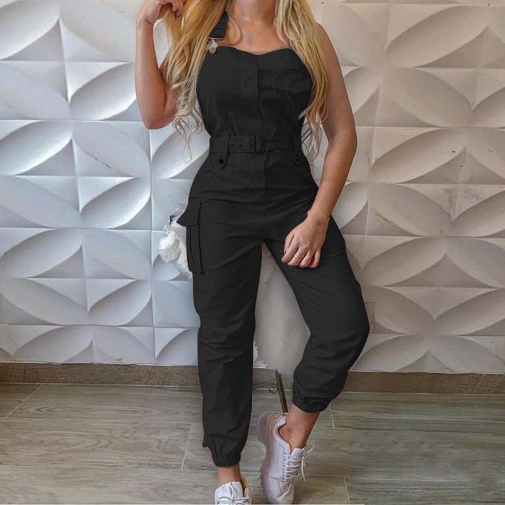 Women s Two Piece Pants Jumpsuit Sleeveless Halter Polyester Casual Backless Sexy Slim Women Romper Cargo Pant Elegant Pencil Loose Overall 230407