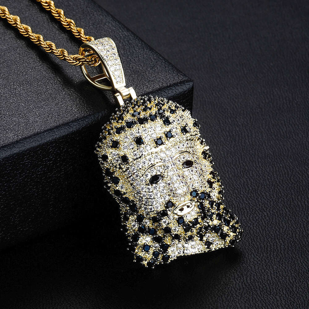 New Hip-hop Jesus Portrait Pendant Necklace Jewelry With Micro Inlaid Cubic Zirconia Religious Head Necklaces For Men And Women Cz Stone Fashion Bling
