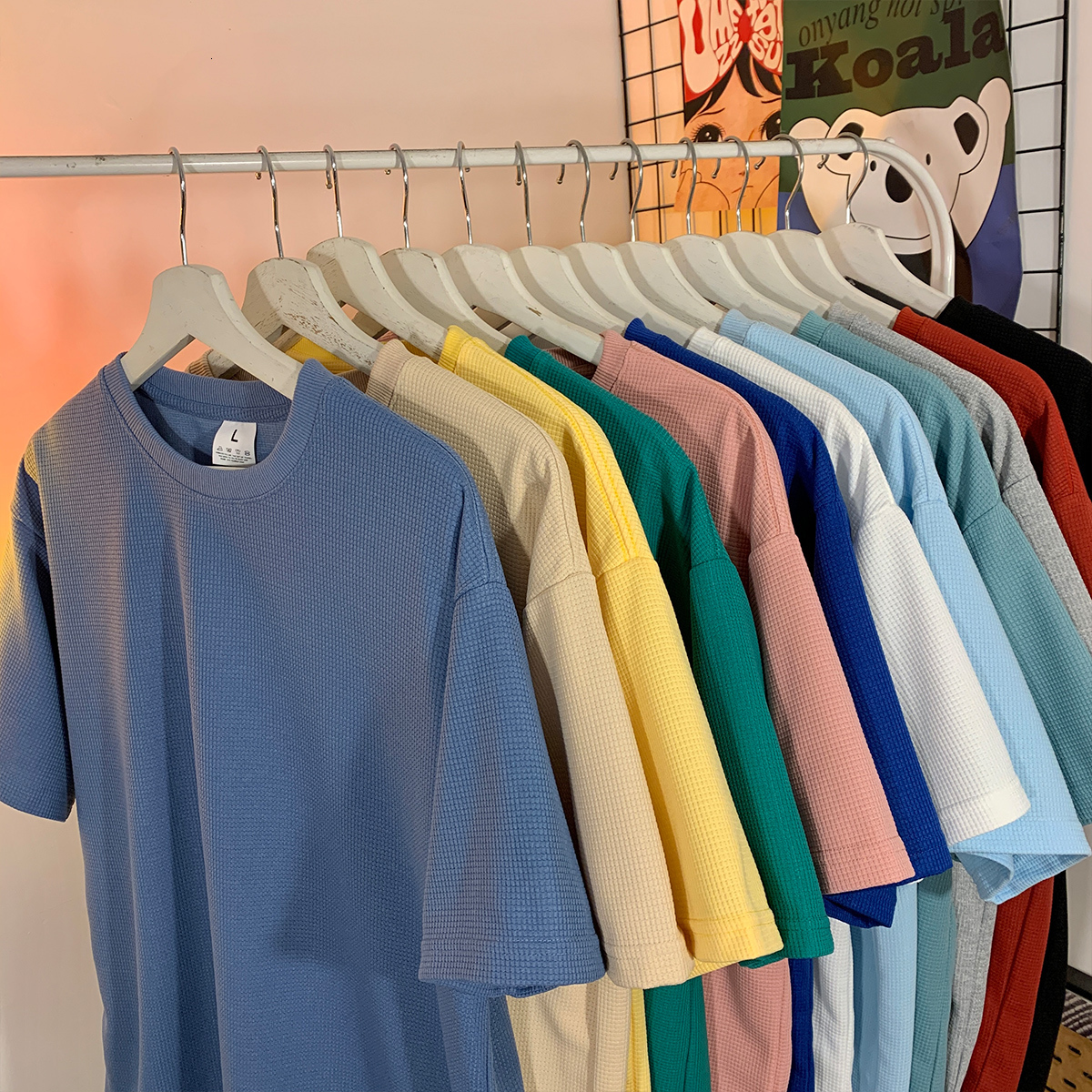 Men's T-Shirts Neploha Waffle T-shirts For Men Basic Tee Casual T shirt Oversized Tops Quality Unisex Short Tshirts Tees Men Clothing 230504