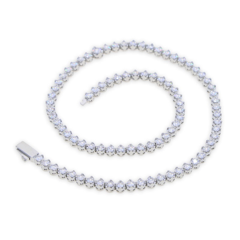 Iced out women lady punk wedding necklace paved white 3mm 4mm cz tennis choker necklaces plated gold silver wholesale hip hop jewelry