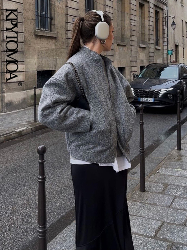 Women's Jacket's Jackets KPYTOMOA Women Fashion With Pockets Oversized Bomber Jacket Coat Vintage Long Sleeve Snap Button Female Outerwear C