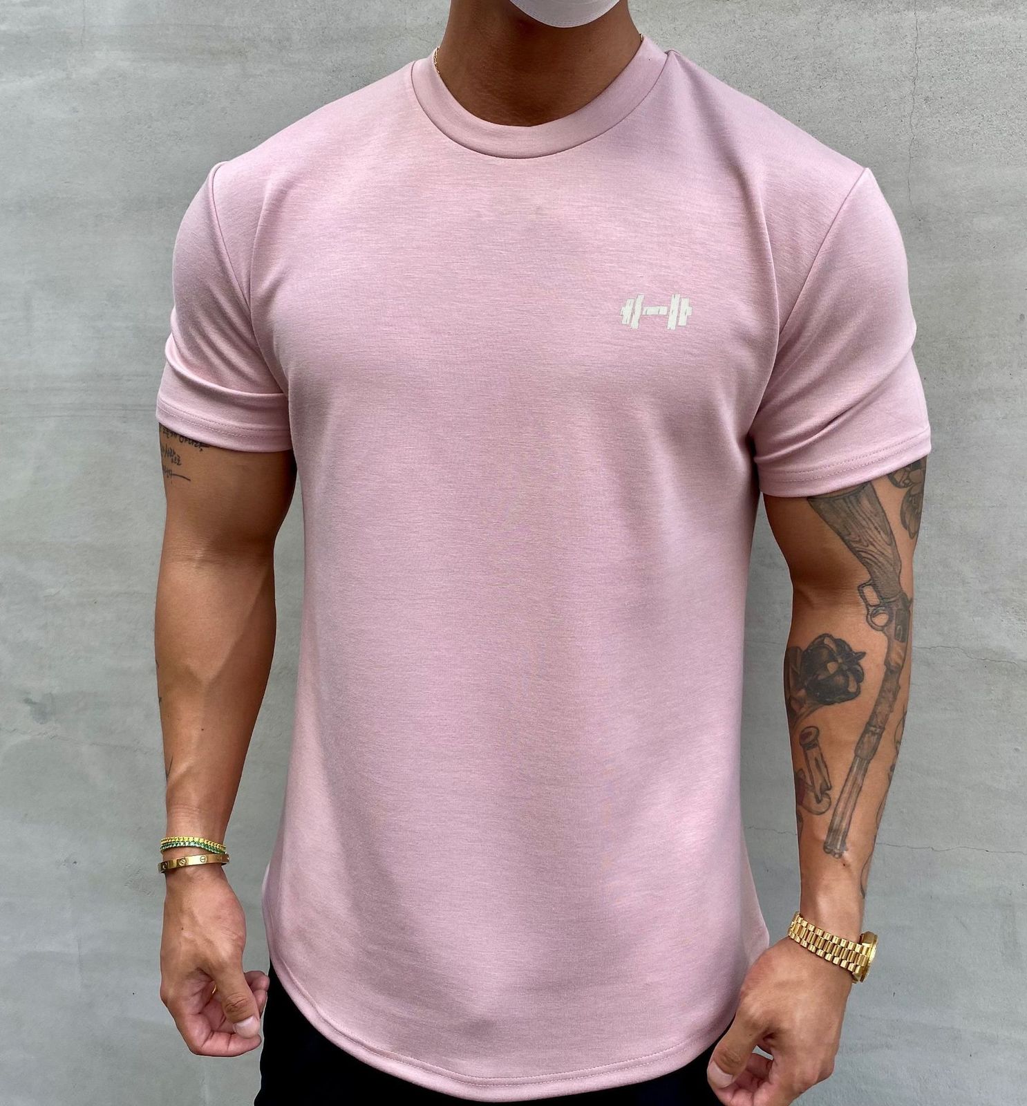 Men's T-Shirts Summer Gym T-shirt Men's Clothing Bodybuilding Fitness Loose Casual Short Sleeve T-shirt Cotton Fashion Muscle T-shirt Men�