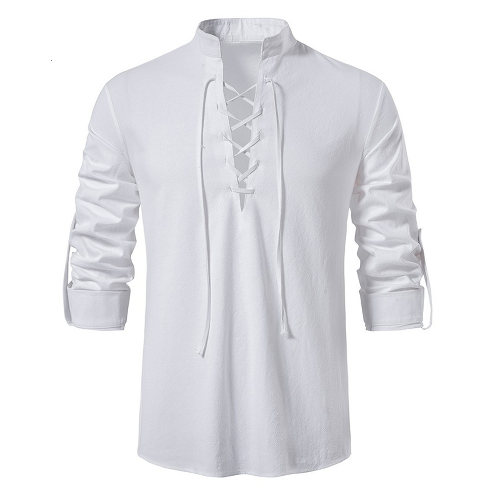 Mens TShirts Casual Blouse Cotton Linen Tops Long Sleeve Tee Spring Autumn Slanted Placket Vintage Yoga s 230406