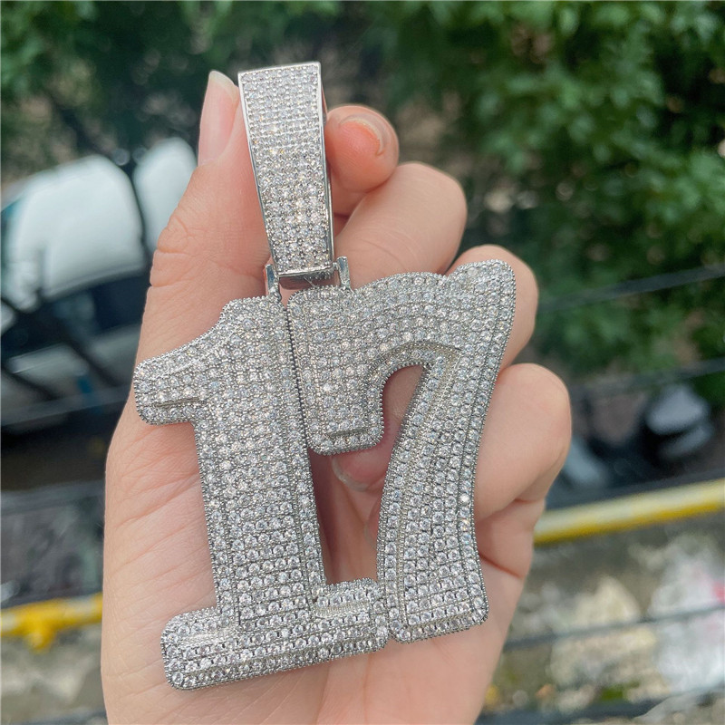 Gold Silver Colors Bling CZ Custom Big Brush Cursive Letters Pendant Necklace with 3mm 24inch Rope Chain for Men Women Gift