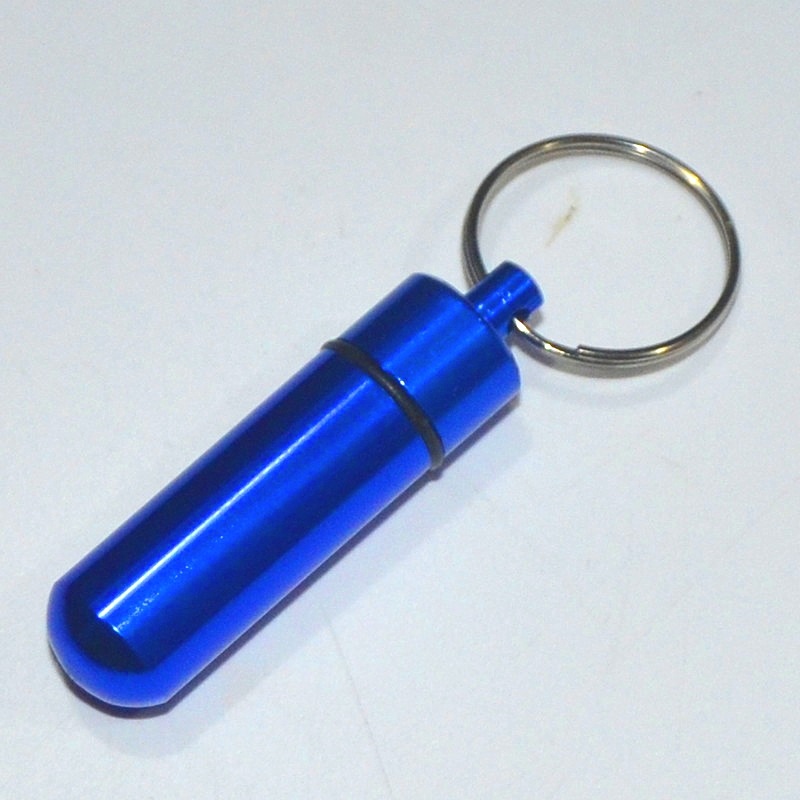 Portable Aluminum Pill Bottle Key Ring WaterProof Tablet Box Keychain Drug Stash Container Storage Outdoor Cash Case Holder Customized Logo Wholesale 