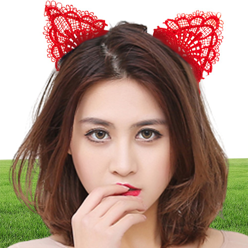 MLJY Sexy Lace headwear Cat Ears Headband For Women Girls Hairband Multicolor Hair Hoop Hair Accessories 20pcslot
