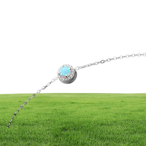 high quality 925 sterling silver anklet handmade blue synthetic opal jewellry bracelets China low s jewleries whole253H