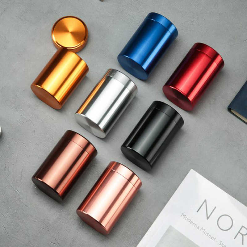 100Pcs/Lot Solid Color Airtight Smell Proof Container Aluminum Alloy Herb Stash Metal Sealed Can Tea Jar Storage Boxes