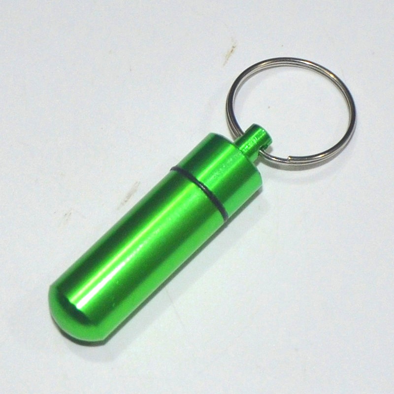Portable Aluminum Pill Bottle Key Ring WaterProof Tablet Box Keychain Drug Stash Container Storage Outdoor Cash Case Holder Customized Logo Wholesale 