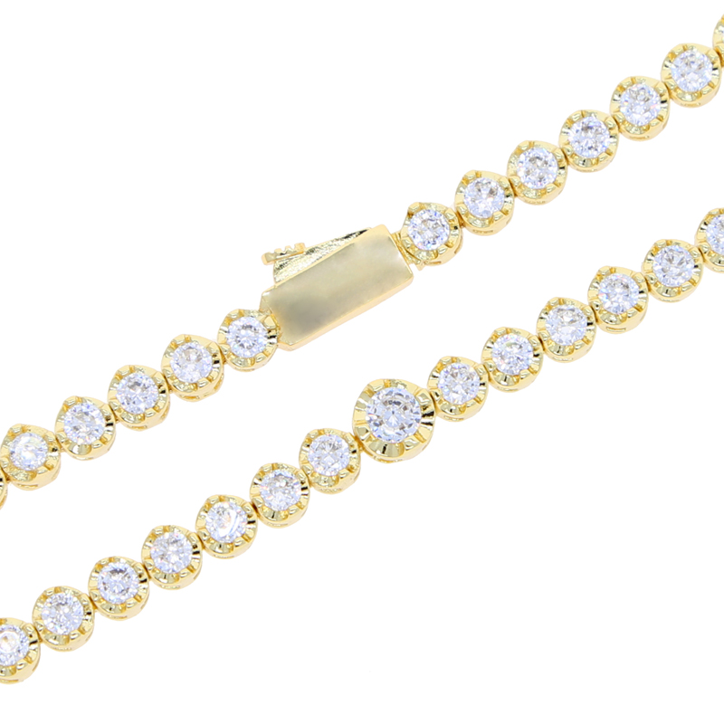 Iced out women lady punk wedding necklace paved white 3mm 4mm cz tennis choker necklaces plated gold silver wholesale hip hop jewelry