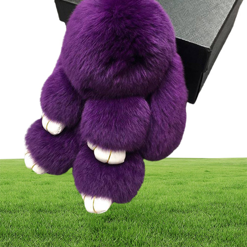 Cute Pluff Bunny Keychain Rex Genuine Rabbit FUR key Chains For Women Bag Toys Doll y Lovely Pompom Keyring Car Key