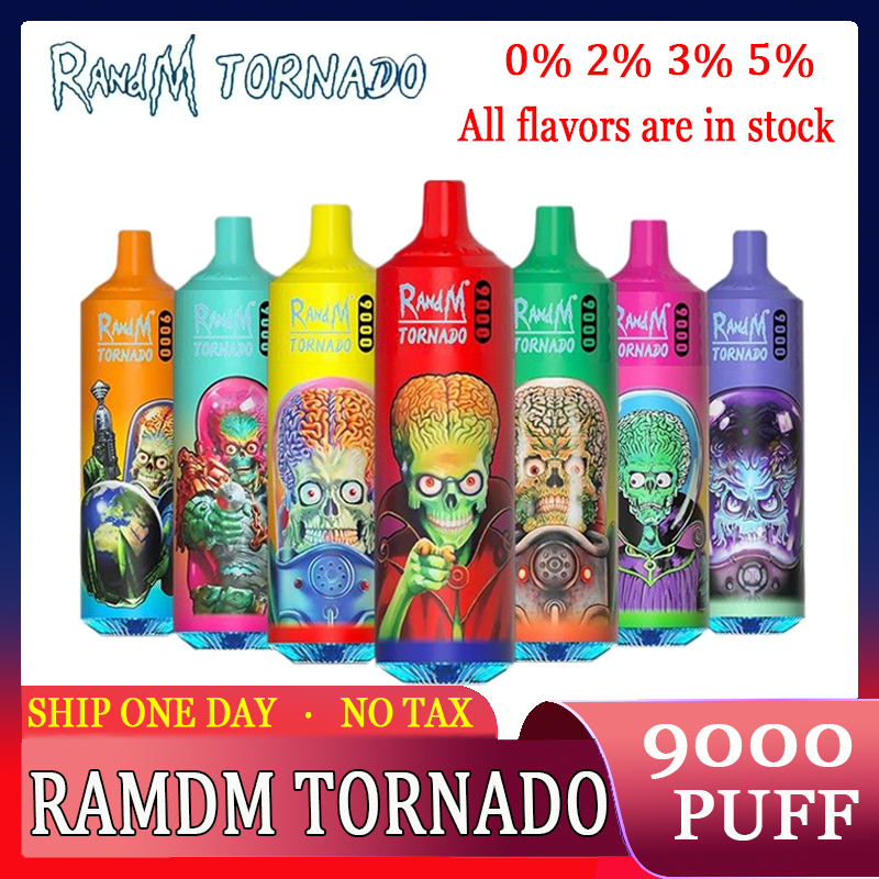 Original RandM Tornado 9000 Puff 9000 9k puffs Disposable E-cigarettes Features Mesh Coil 18ml Disposables Vapes Pen Tornado randm 9000 0 2 3 5% Rechargeable 850mAh RGB