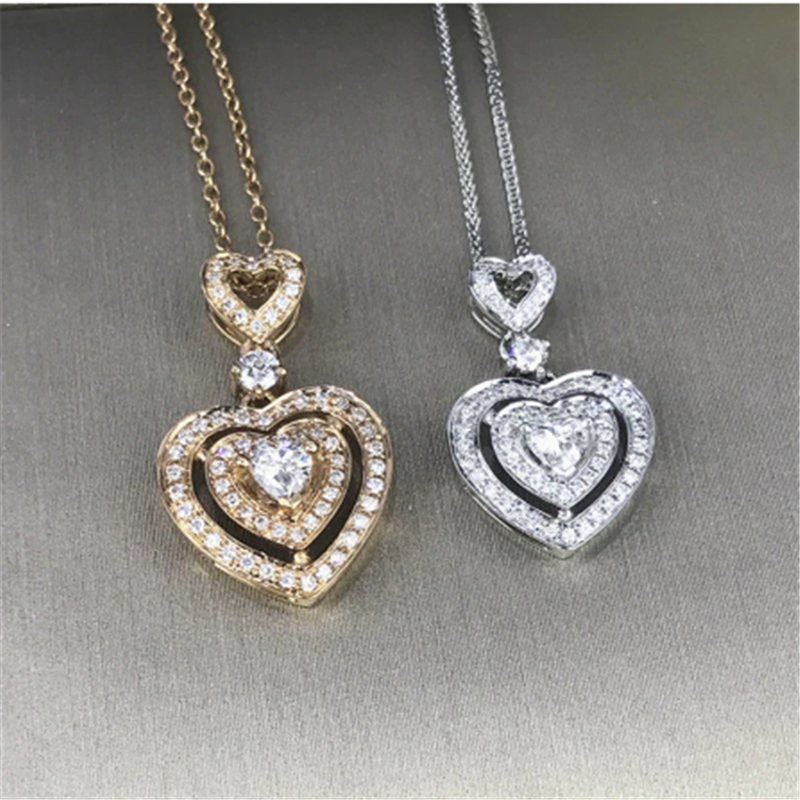 Queen Heart 925 Sterling Silver Chocker Necklace Lab Diamond Wedding Pendants Necklace For Women Bridal Promise Party Jewelry